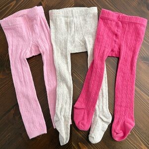 little stocking co Cable Knit Tights 6-12 M (bundle of 3)